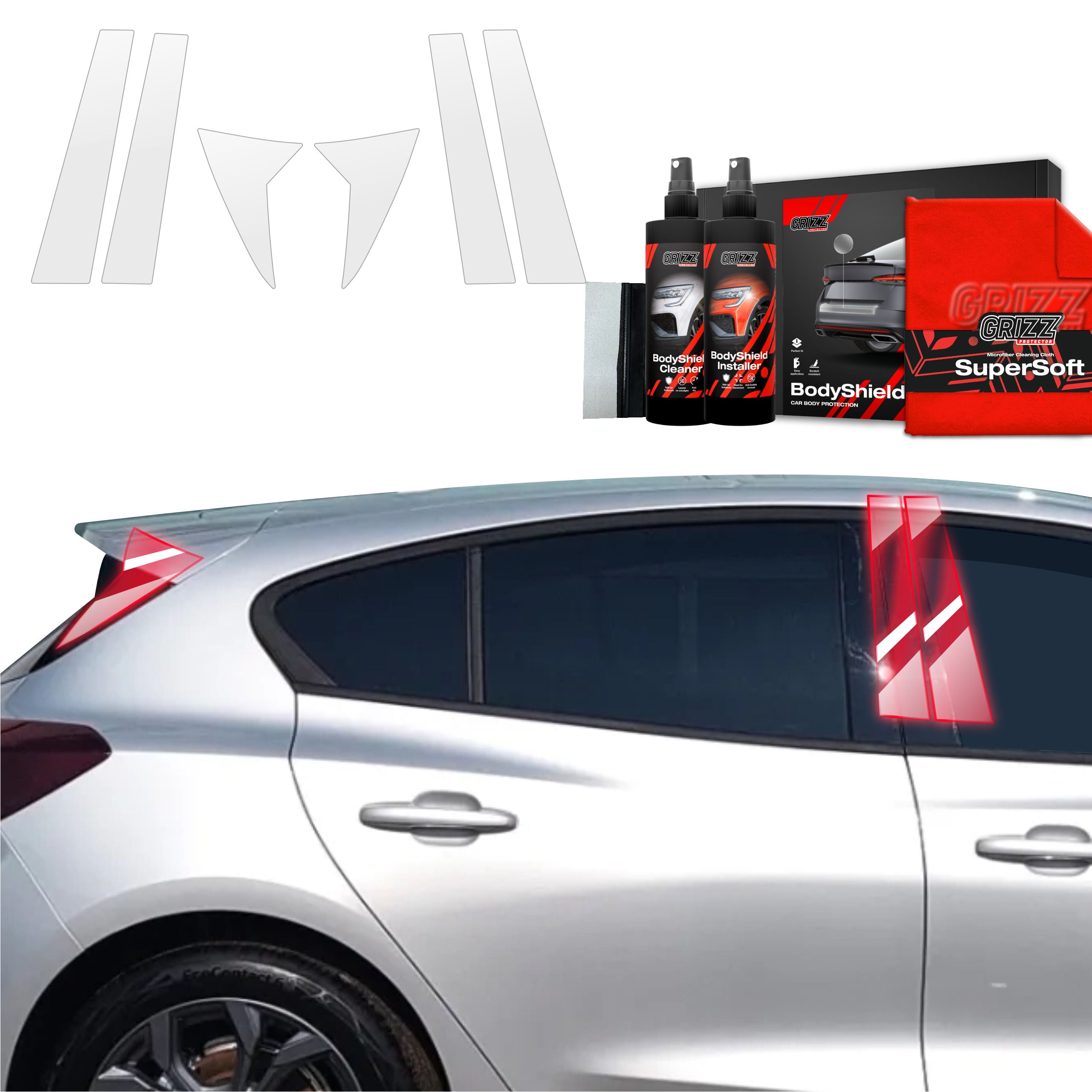 6in1 Schutzfolie Grizz Protector für B-Säule - Ford Focus ST-Line X Hatchback Facelift (2021-2025)