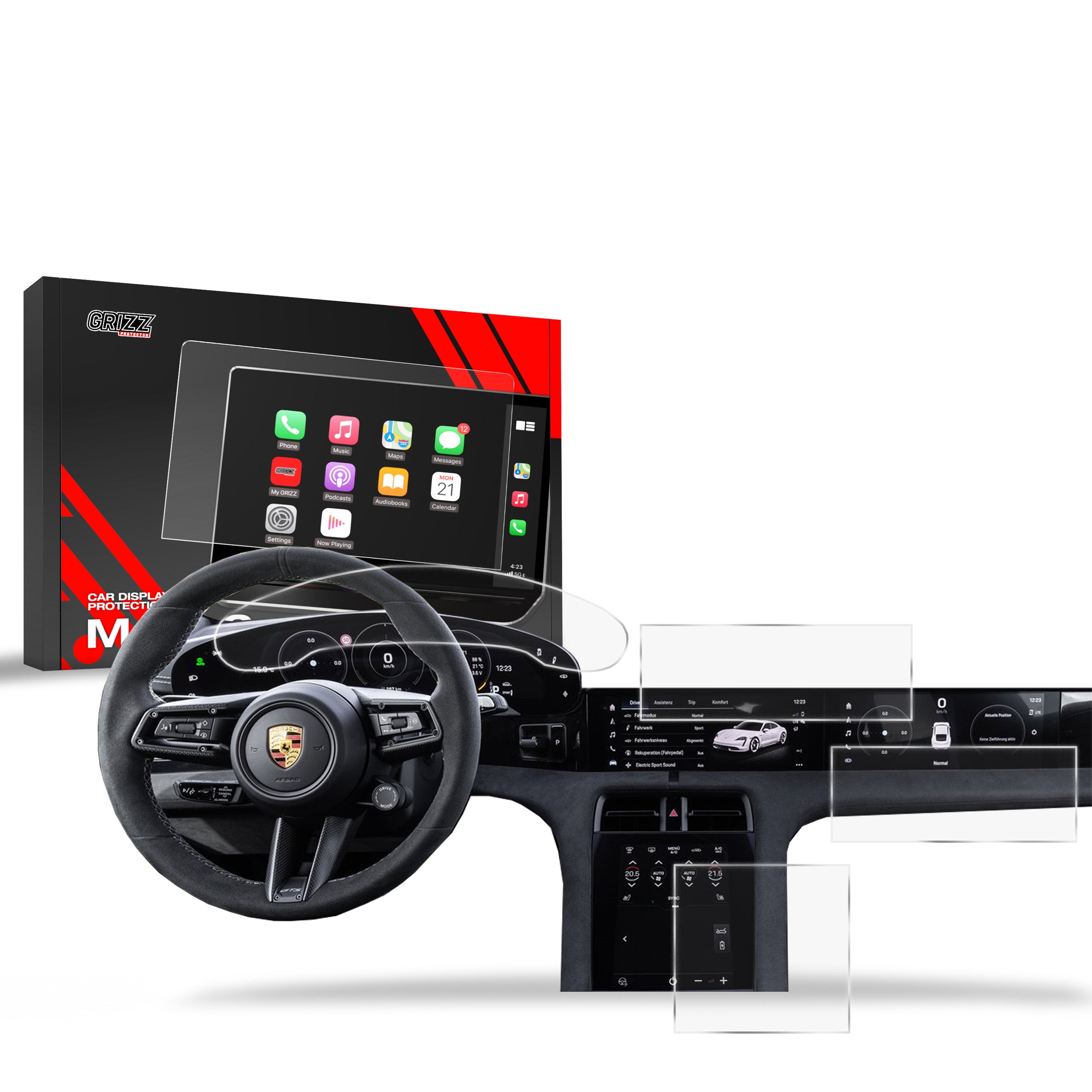 Matte Autodisplayfolie 4in1 für Porsche Taycan (2019-2026), Grizz Protector