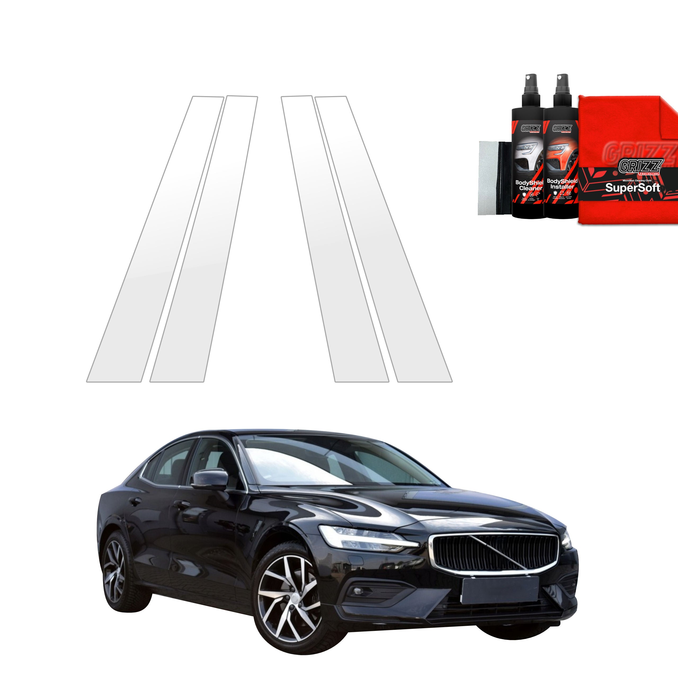 4in1 Schutzfolie Grizz Protector für B-Säule - Volvo S60 3 Sedan 4D (2019-2024)