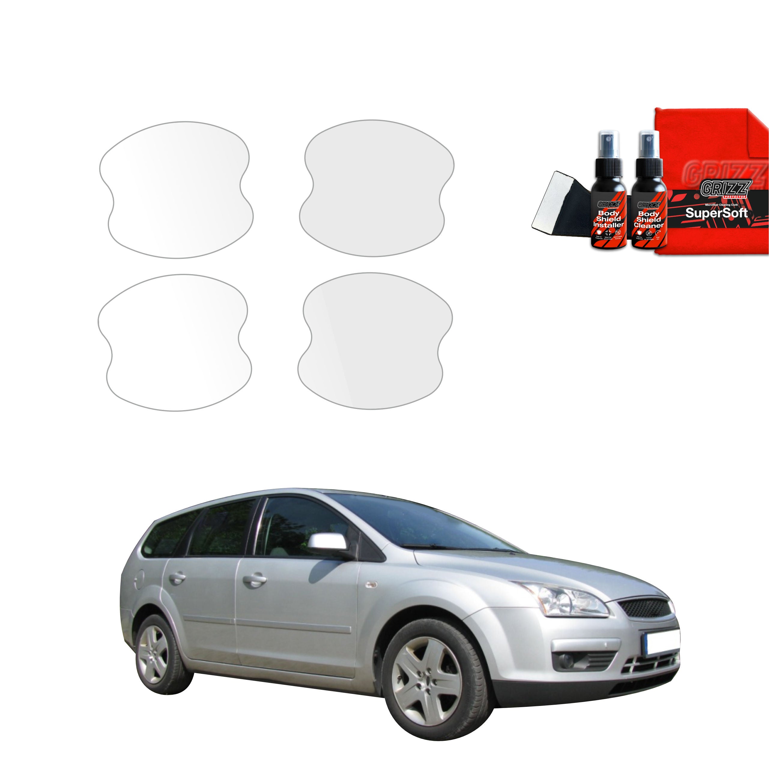 4in1 Schutzfolie Grizz Protector für Türgriffmulden - Ford Focus Mk2 Kombi (2004-2007)