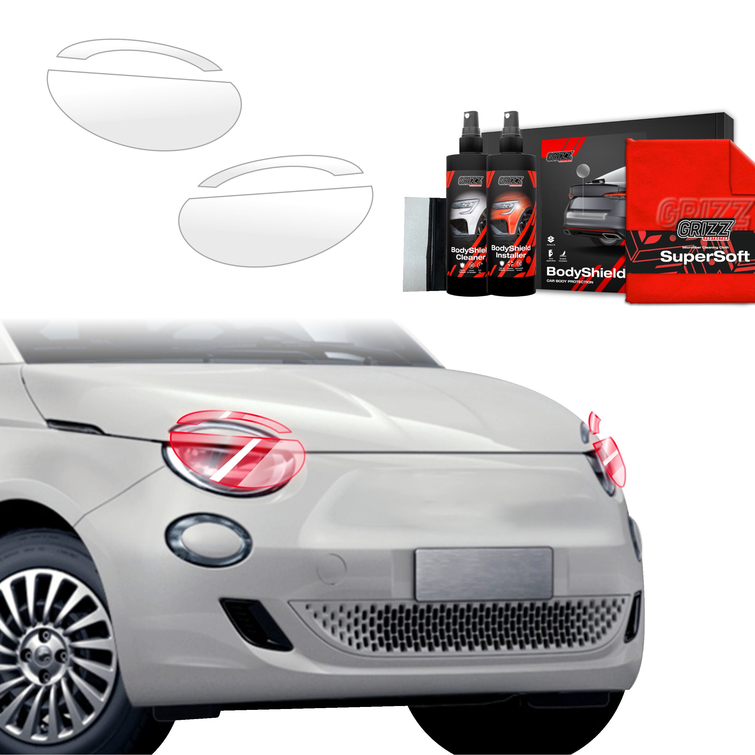 4in1 Schutzfolie Grizz Protector für Scheinwerfer - Fiat 500 (2016-2026)
