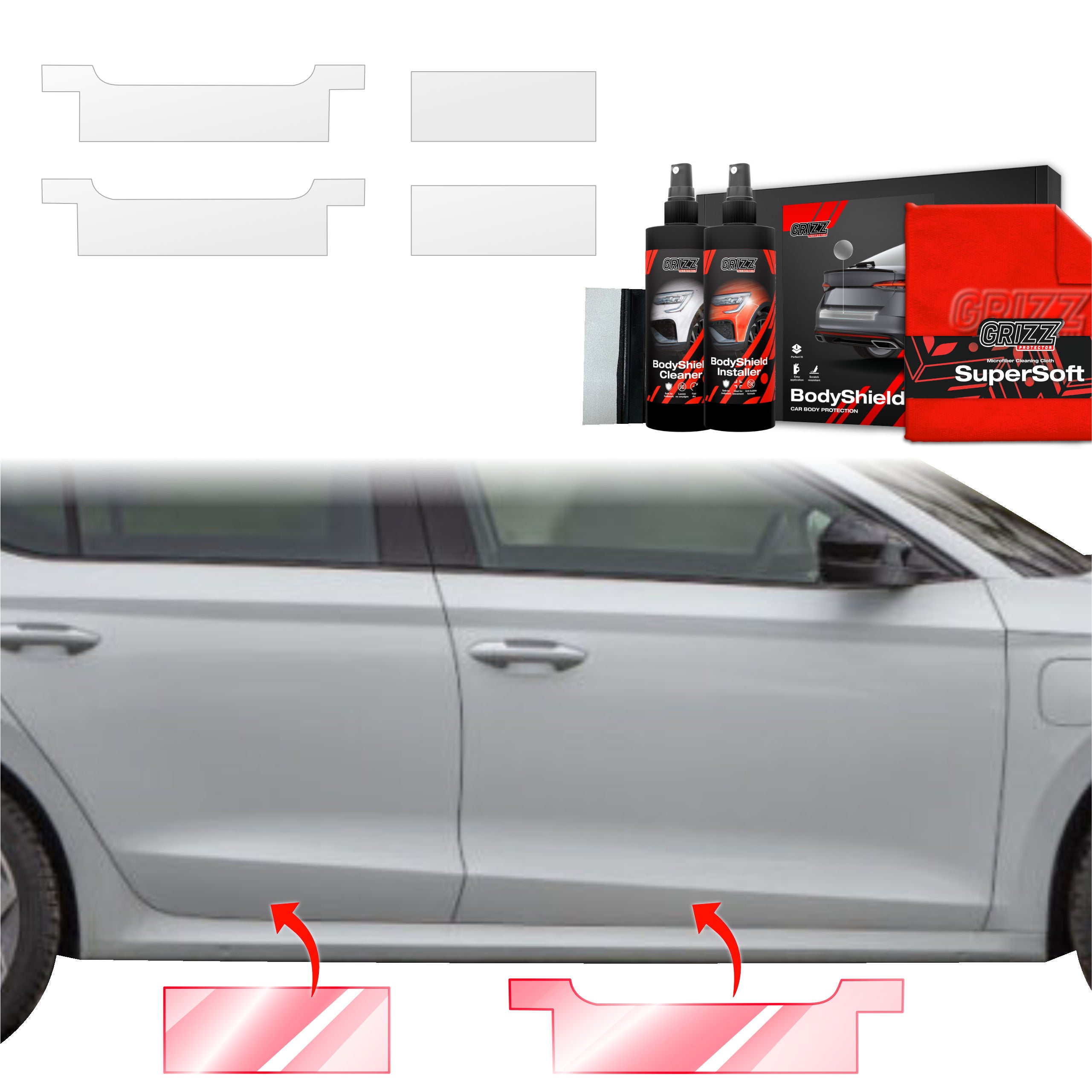 4in1 Schutzfolie Grizz Protector für Schweller - Skoda Octavia 4 Hatchback Facelifting (2024-2026)