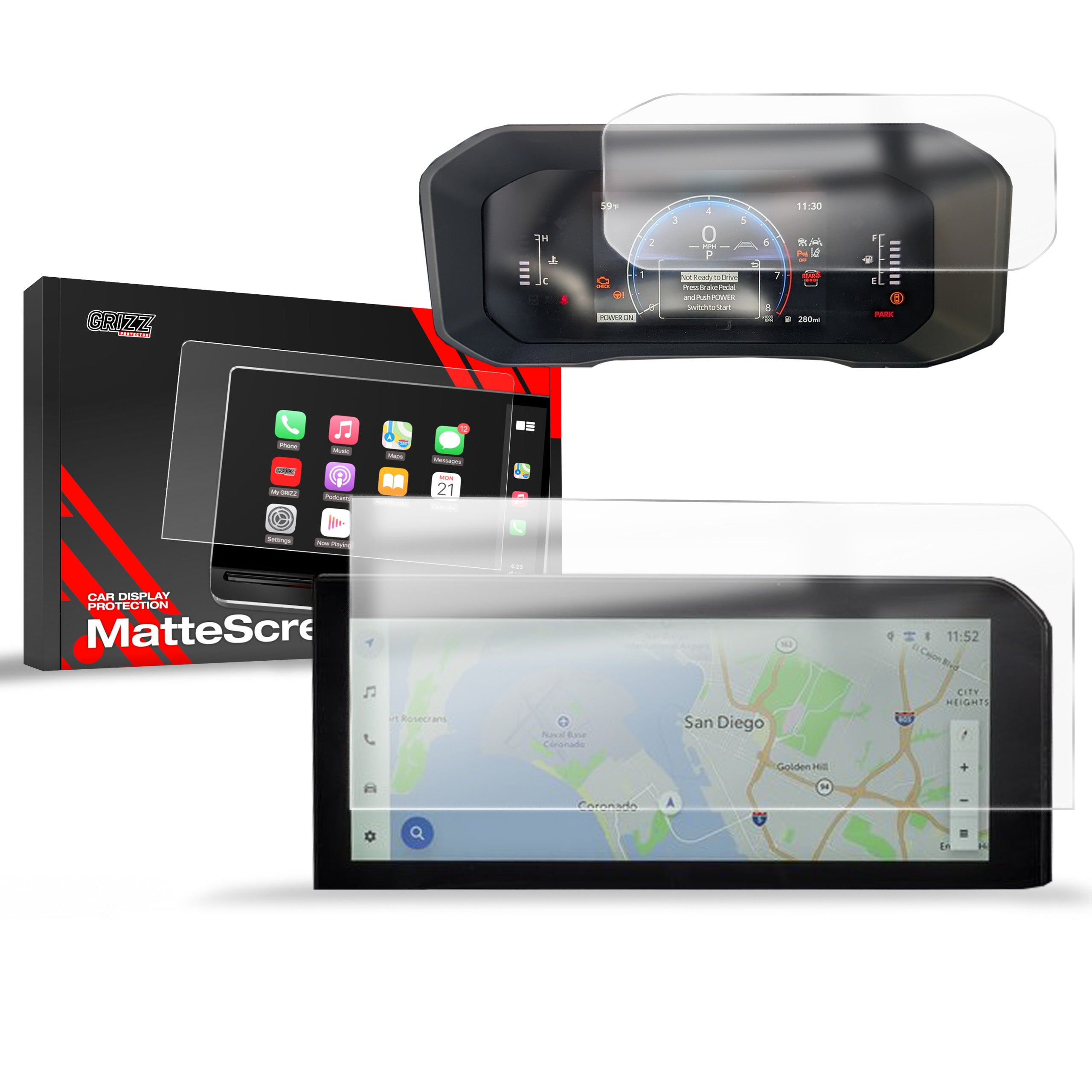 Matte Autodisplayfolie 2in1 für Toyota Land Cruiser 8 12,3" (2024-2026), Grizz Protector