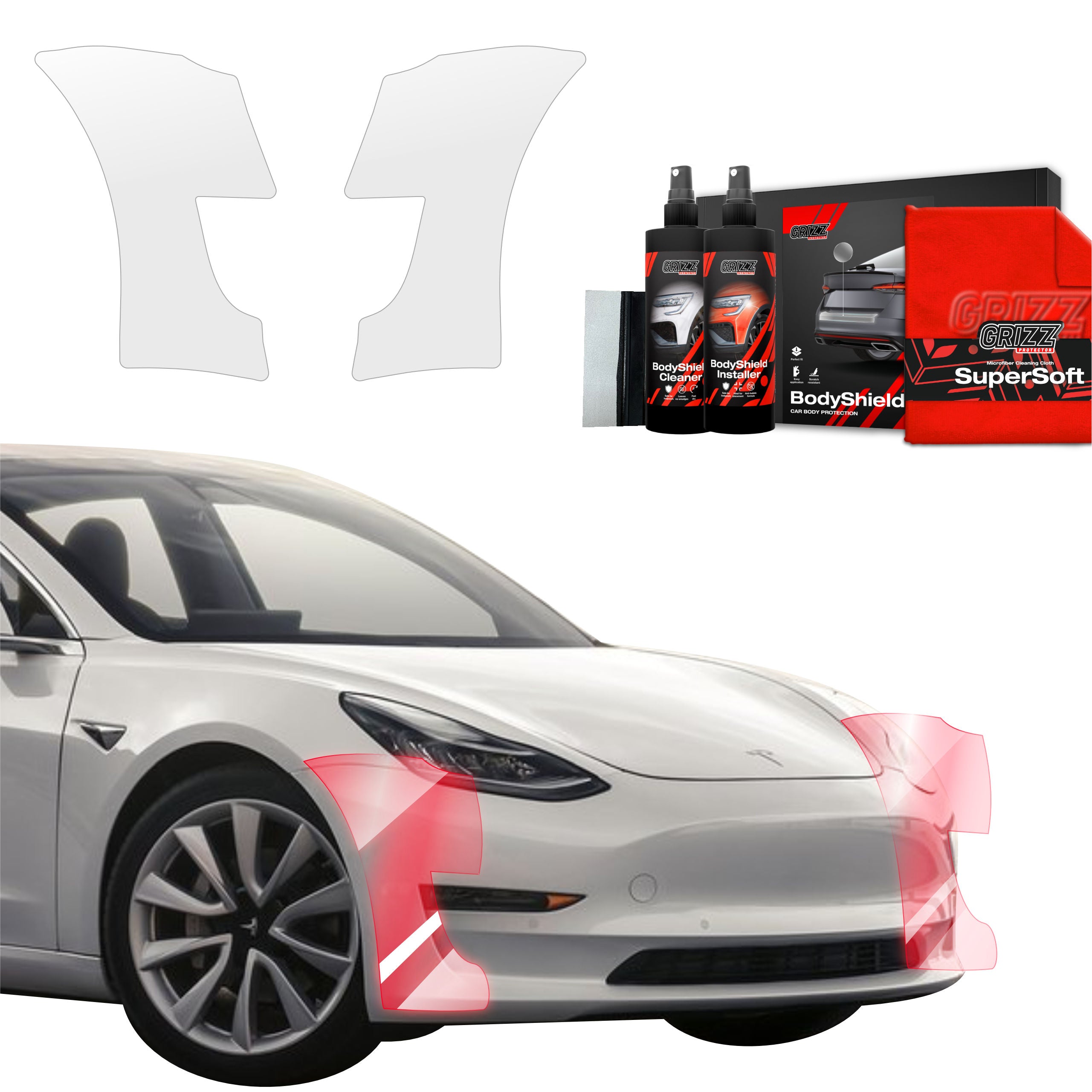 2in1 Schutzfolie Grizz Protector für Stoßstange - Tesla Model 3 (2017-2020)