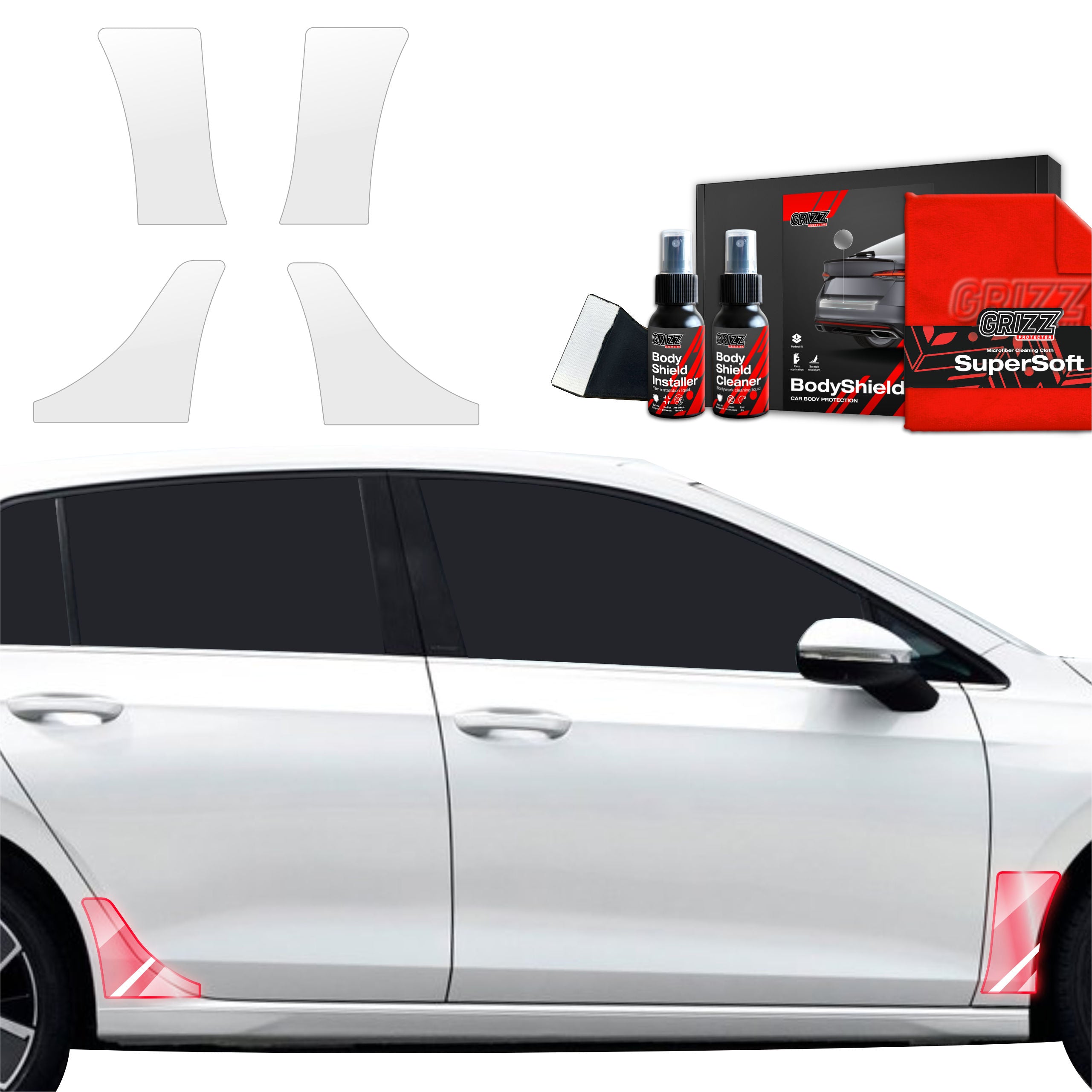 4in1 Schutzfolie Grizz Protector für hinteren & vorderen Seitenschweller - Volkswagen VW Golf 8 Hatchback (2024-2026)