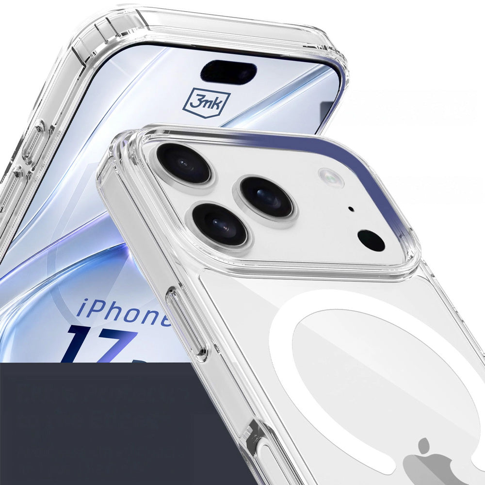 Handyhülle für iPhone 18 Pro / 17 Pro, 3mk Armor MagCase mit MagSafe, Transparent-Weiß (4/12)