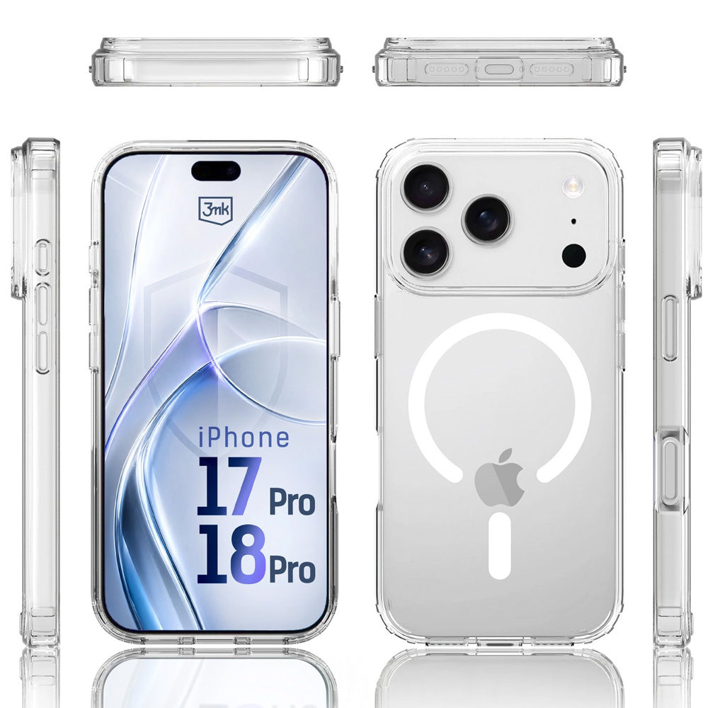 Handyhülle für iPhone 18 Pro / 17 Pro, 3mk Armor MagCase mit MagSafe, Transparent-Weiß (5/12)