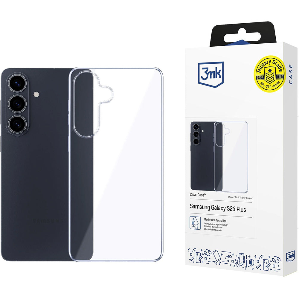 Handyhülle für Galaxy S26 Plus, 3mk Clear Case, Transparent
