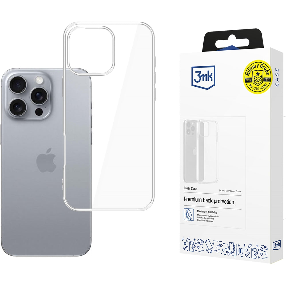Handyhülle für iPhone 16 Pro, 3mk Clear Case, Transparent