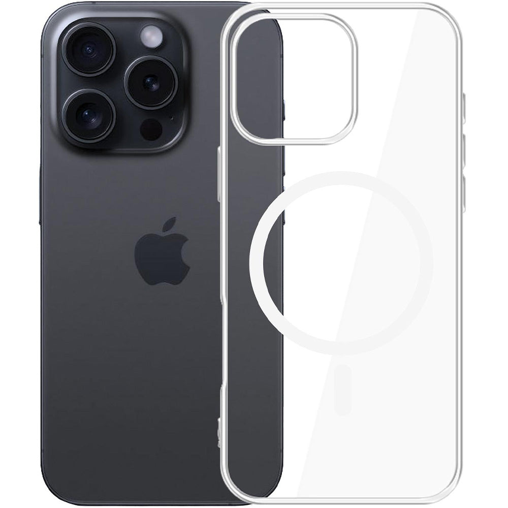 Handyhülle für iPhone 16 Pro Max, 3mk Clear MagCase mit MagSafe, Transparent-Weiß