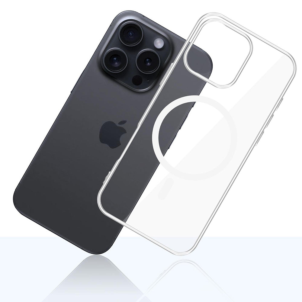 Handyhülle für iPhone 16 Pro Max, 3mk Clear MagCase mit MagSafe, Transparent-Weiß