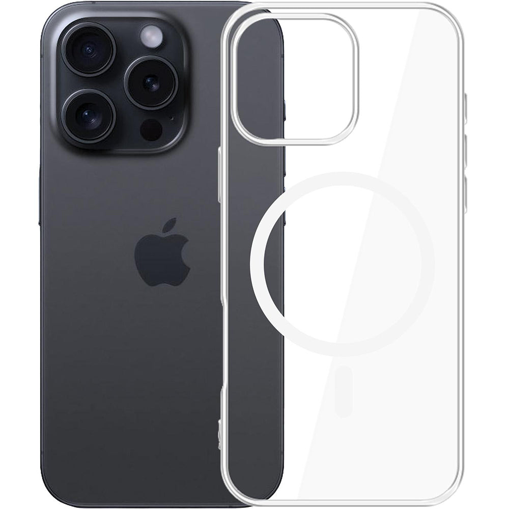 Handyhülle für iPhone 16 Pro, 3mk Clear MagCase mit MagSafe, Transparent-Weiß