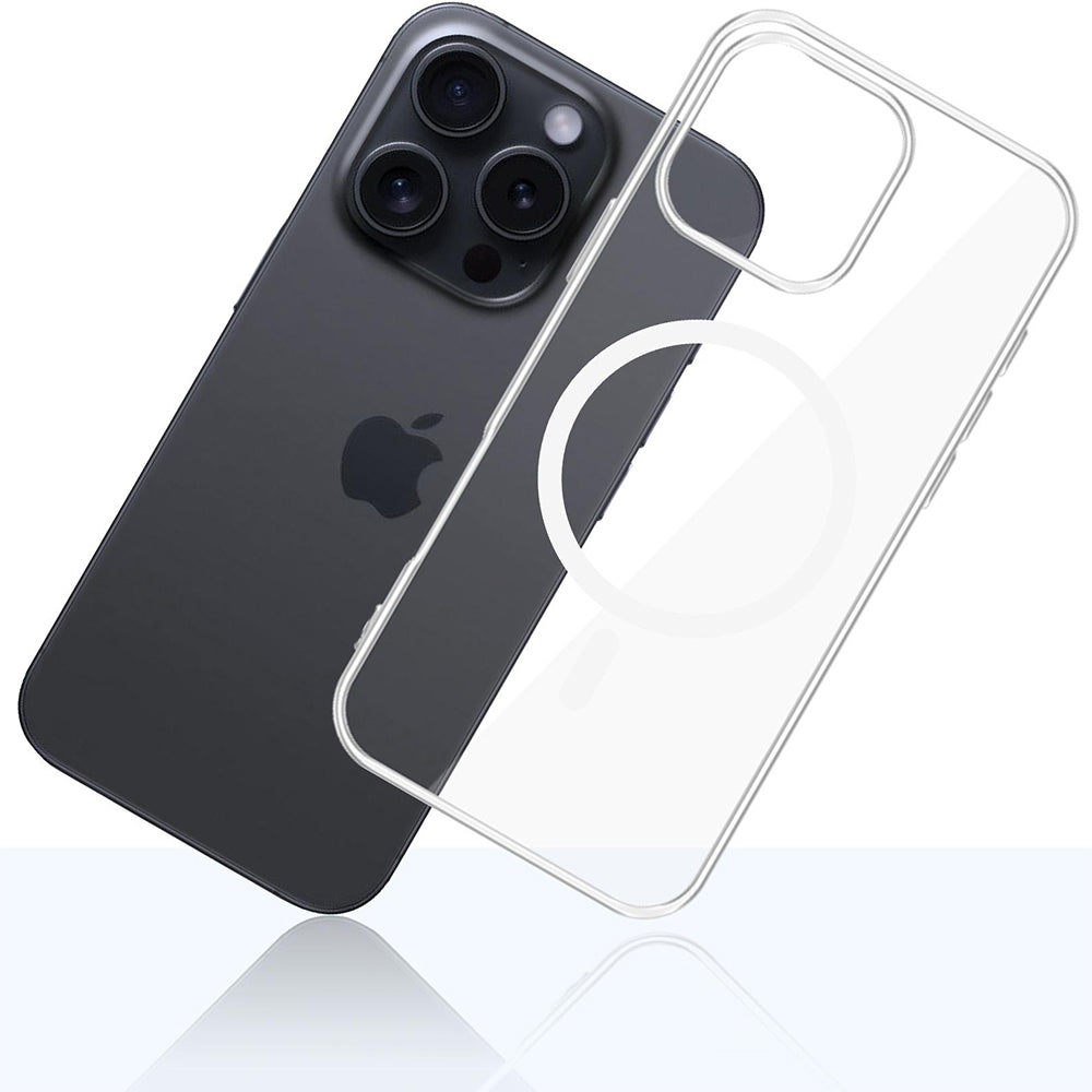 Handyhülle für iPhone 16 Pro, 3mk Clear MagCase mit MagSafe, Transparent-Weiß