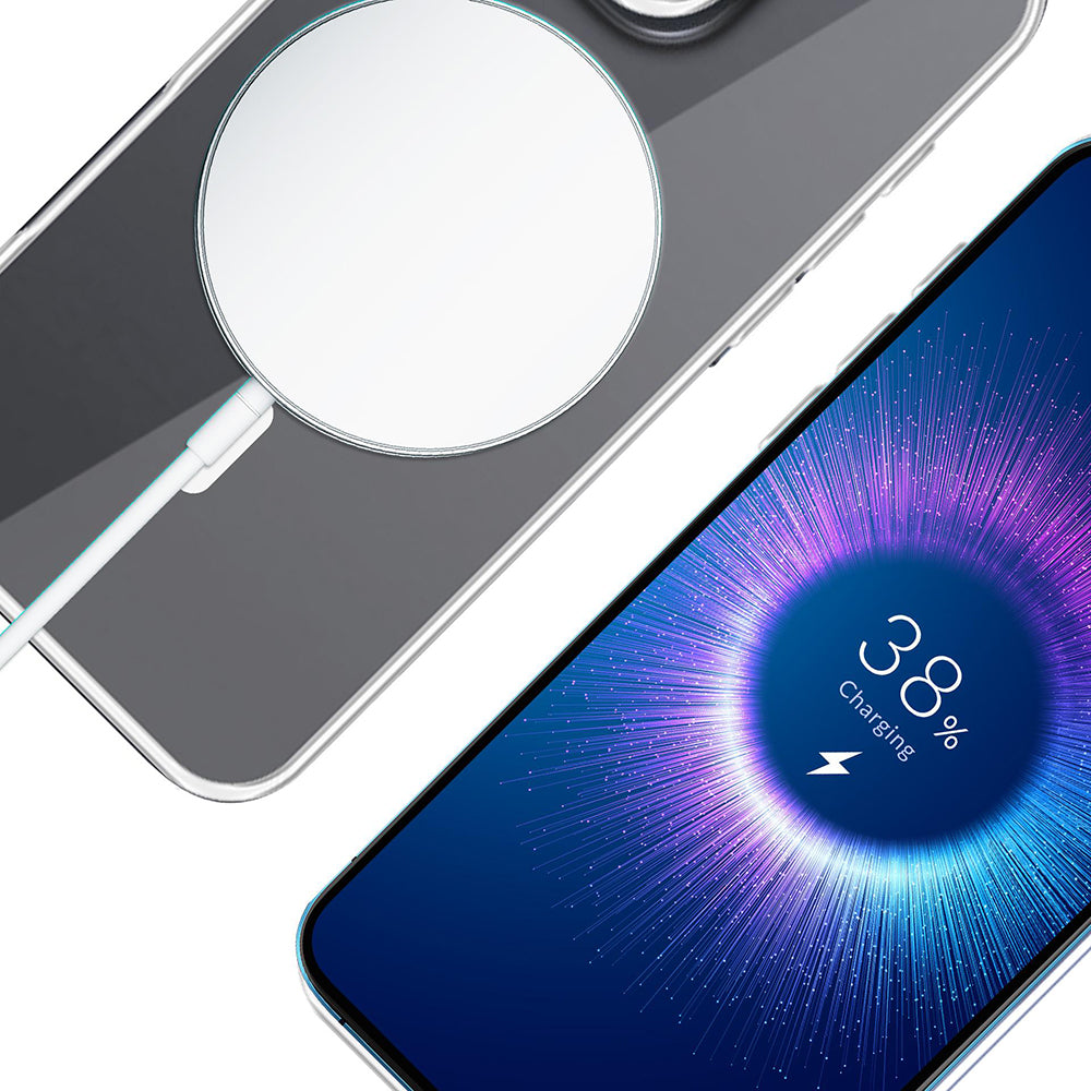 Handyhülle für iPhone 16 Pro, 3mk Clear MagCase mit MagSafe, Transparent-Weiß