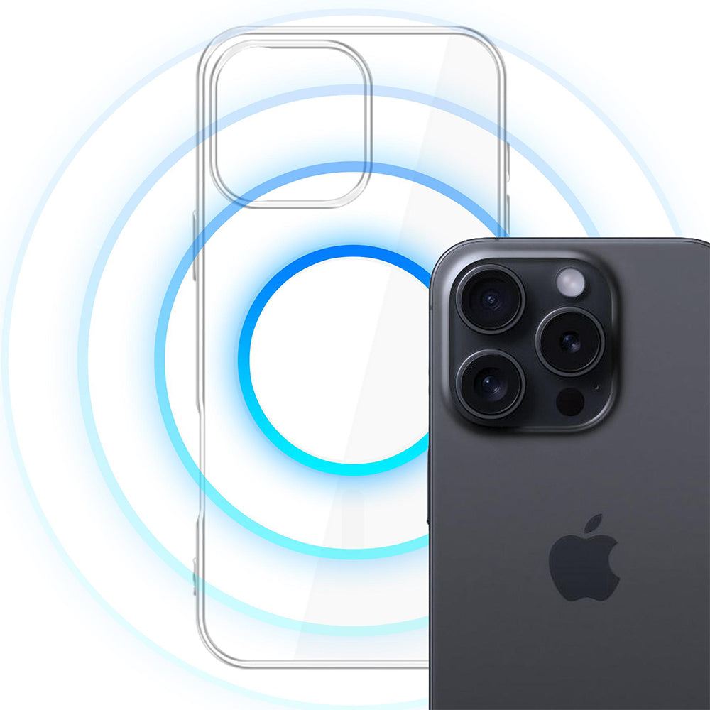 Handyhülle für iPhone 16 Pro, 3mk Clear MagCase mit MagSafe, Transparent-Weiß