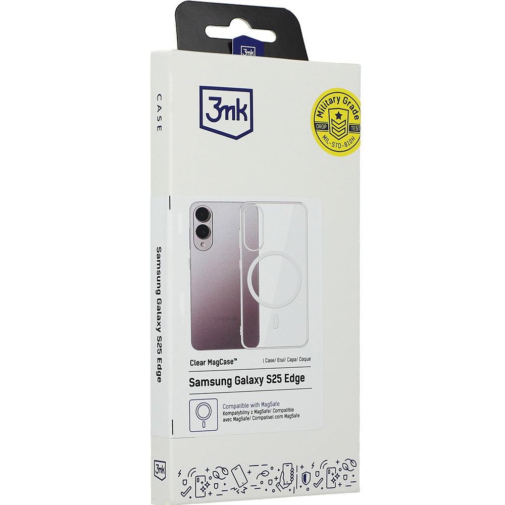 Handyhülle für Galaxy S25 Edge, 3mk Clear MagCase mit MagSafe, Transparent