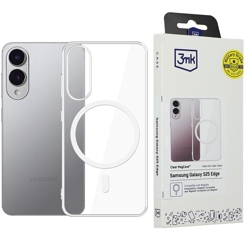 Handyhülle für Galaxy S25 Edge, 3mk Clear MagCase mit MagSafe, Transparent