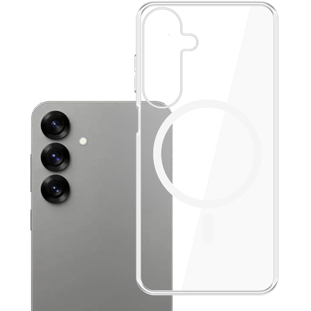 Handyhülle für Galaxy S25, 3mk Clear MagCase mit MagSafe, Transparent-Weiß