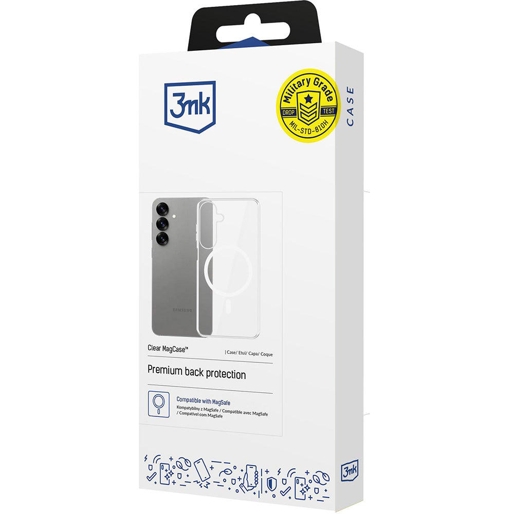 Handyhülle für Galaxy S25 Plus, 3mk Clear MagCase mit MagSafe, Transparent-Weiß