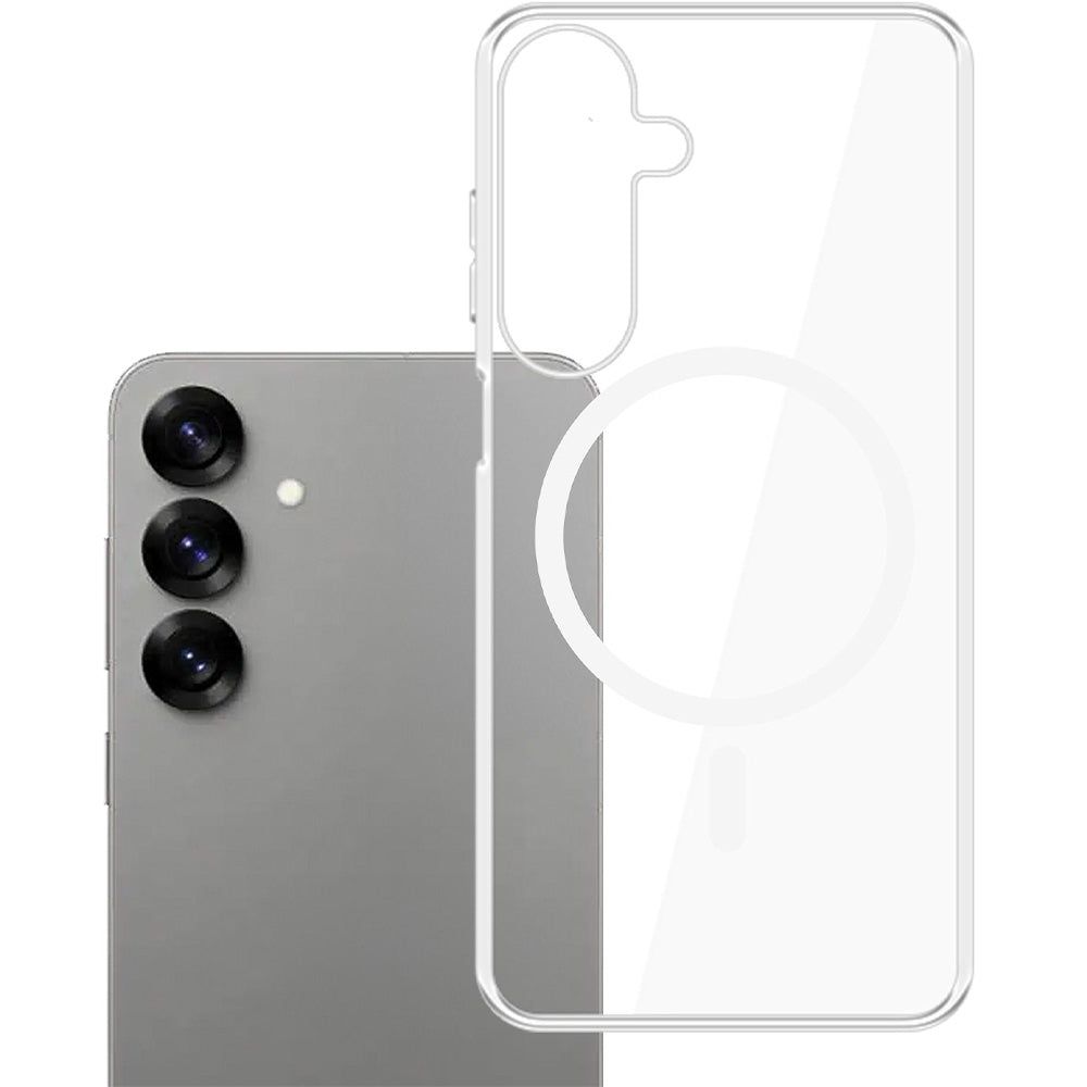 Handyhülle für Galaxy S25 Plus, 3mk Clear MagCase mit MagSafe, Transparent-Weiß