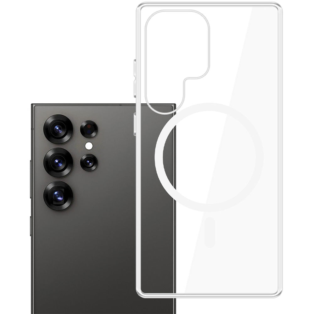 Handyhülle für Galaxy S25 Ultra, 3mk Clear MagCase mit MagSafe, Transparent-Weiß