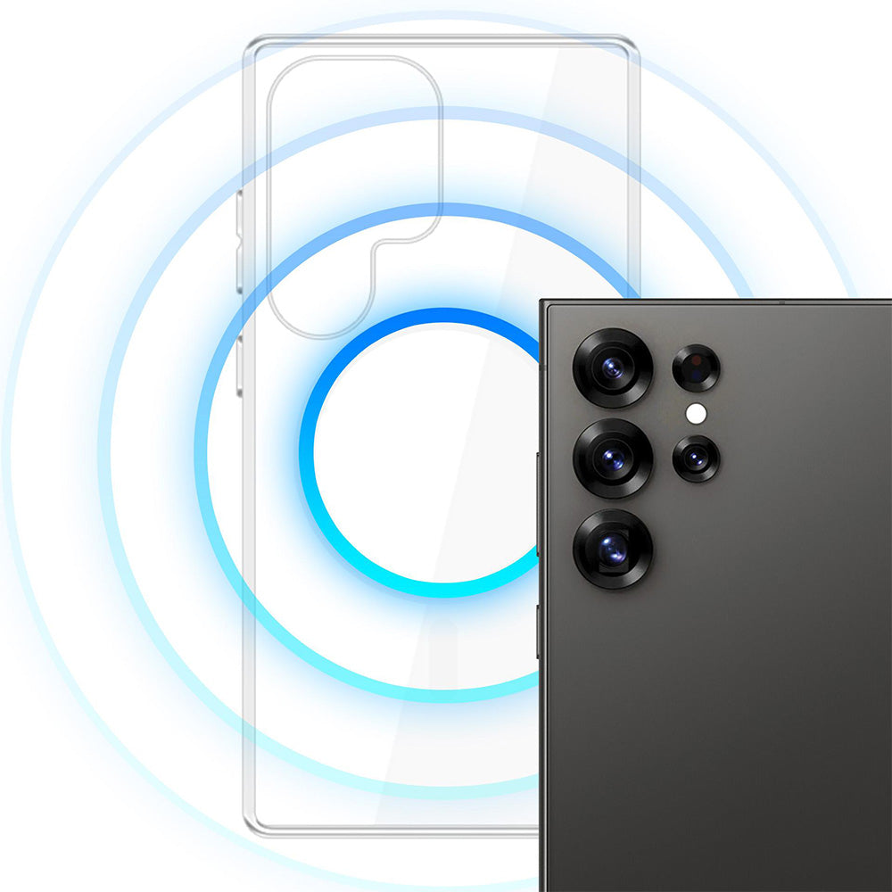 Handyhülle für Galaxy S25 Ultra, 3mk Clear MagCase mit MagSafe, Transparent-Weiß