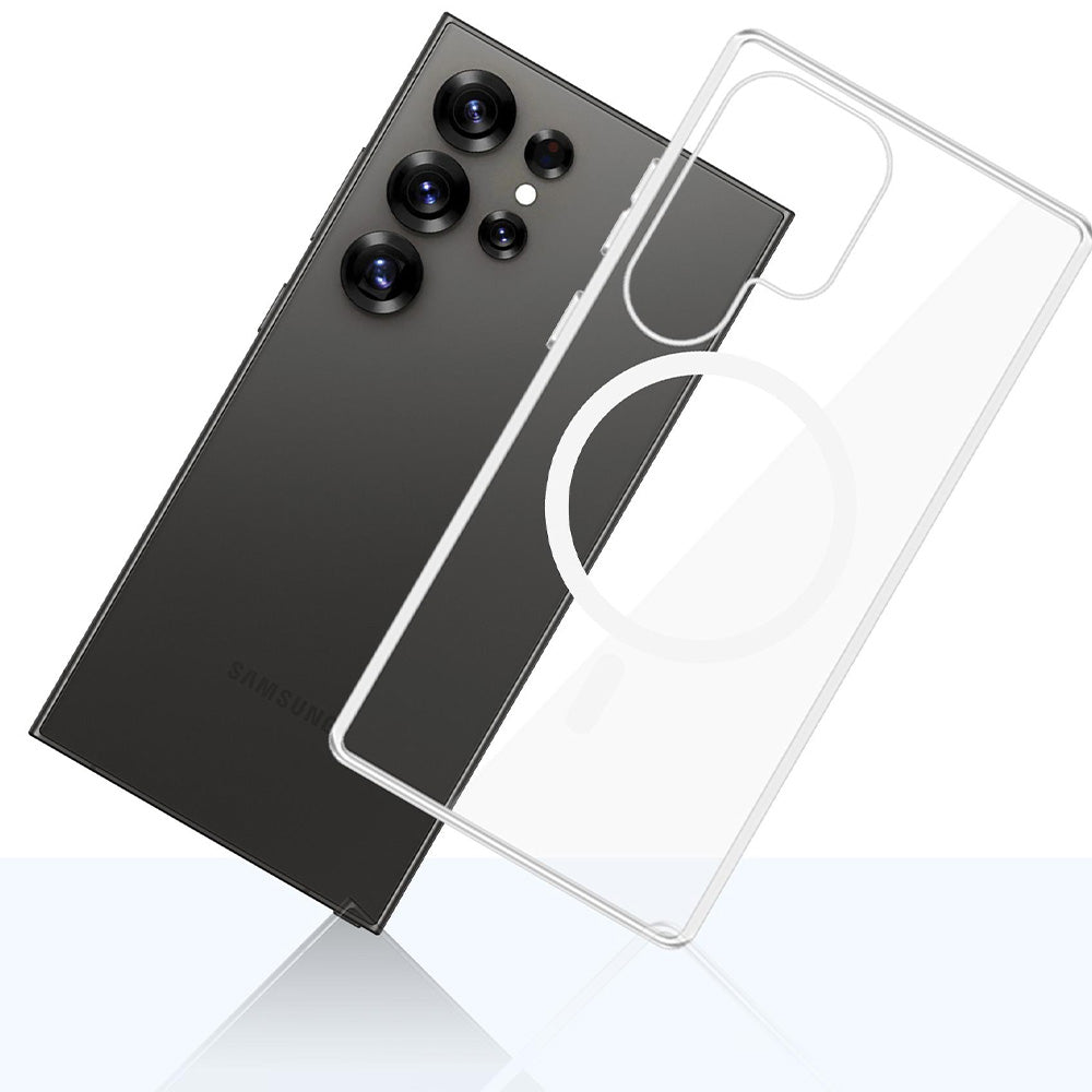 Handyhülle für Galaxy S25 Ultra, 3mk Clear MagCase mit MagSafe, Transparent-Weiß