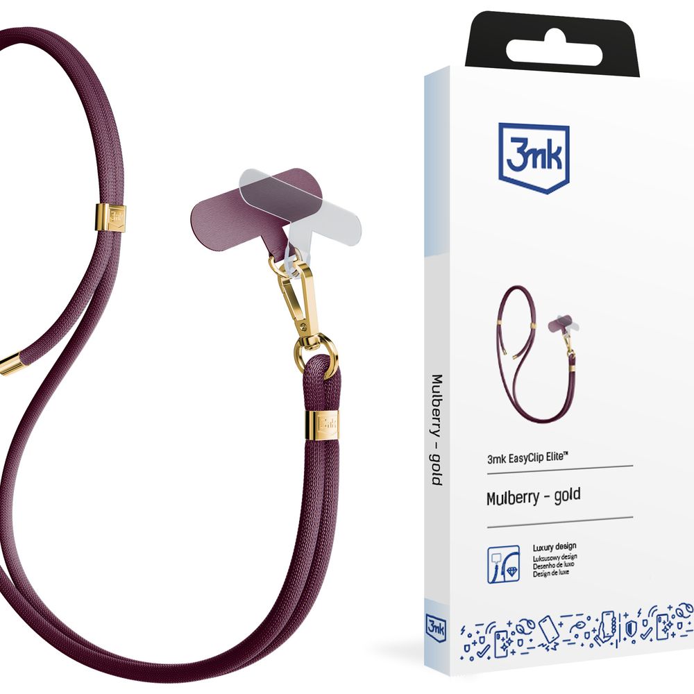 Handy-Schlüsselband 3mk EasyClip Elite, Dunkelrosa und Golden