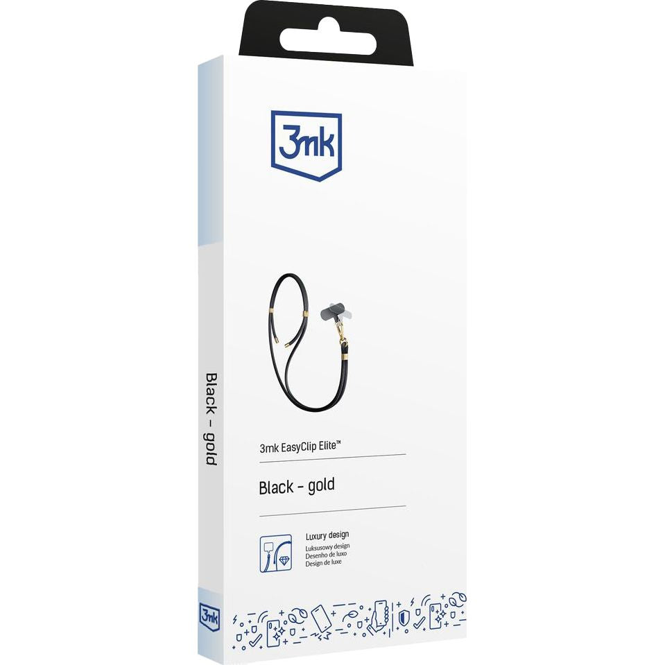 Handy-Schlüsselband 3mk EasyClip Elite, Schwarz und Golden