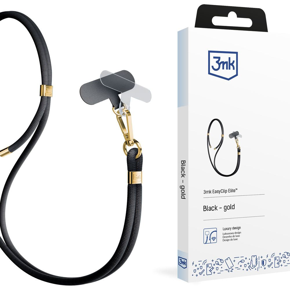 Handy-Schlüsselband 3mk EasyClip Elite, Schwarz und Golden
