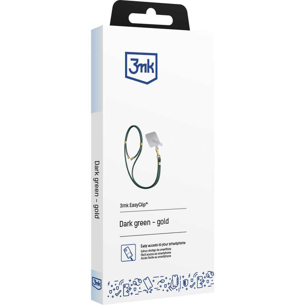 Handy-Schlüsselband 3mk EasyClip, Dunkelgrün und Golden