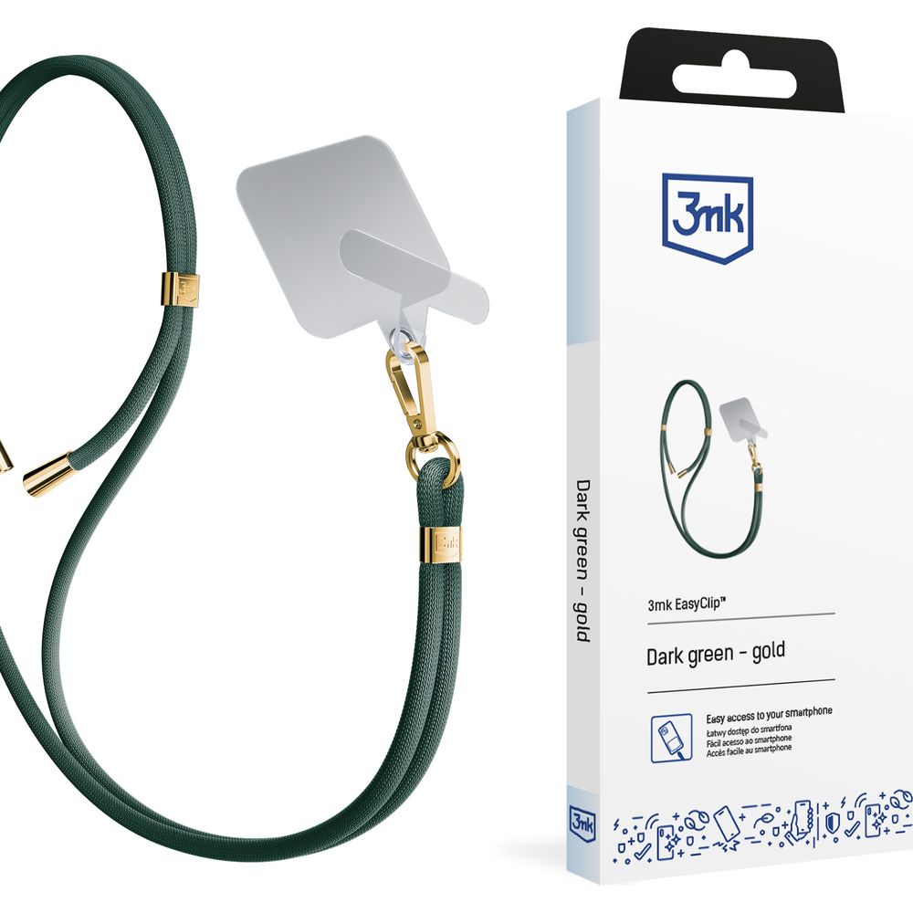 Handy-Schlüsselband 3mk EasyClip, Dunkelgrün und Golden