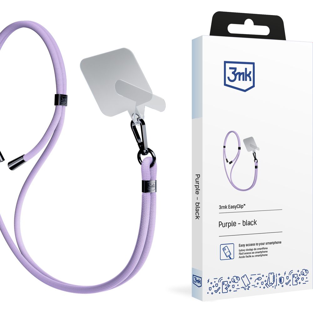 Handy-Schlüsselband 3mk EasyClip, Hellviolett und Schwarz