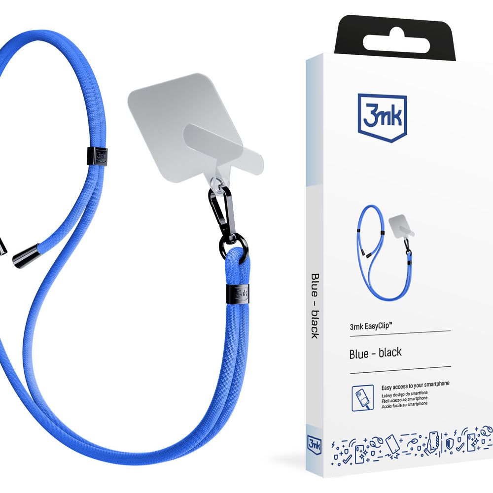 Handy-Schlüsselband 3mk EasyClip, Blau und Schwarz