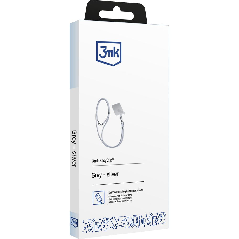 Handy-Schlüsselband 3mk EasyClip, Grau und Silbern