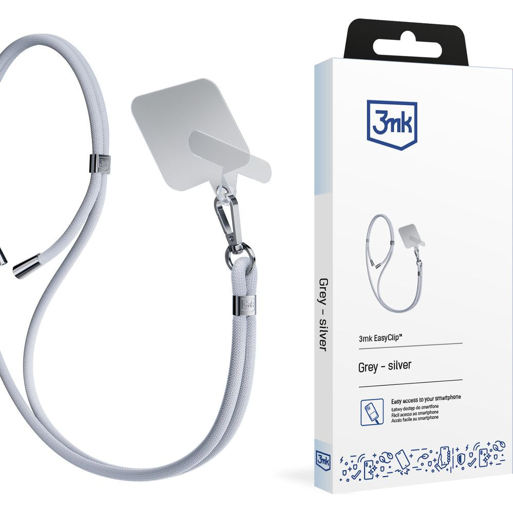 Handy-Schlüsselband 3mk EasyClip, Grau und Silbern