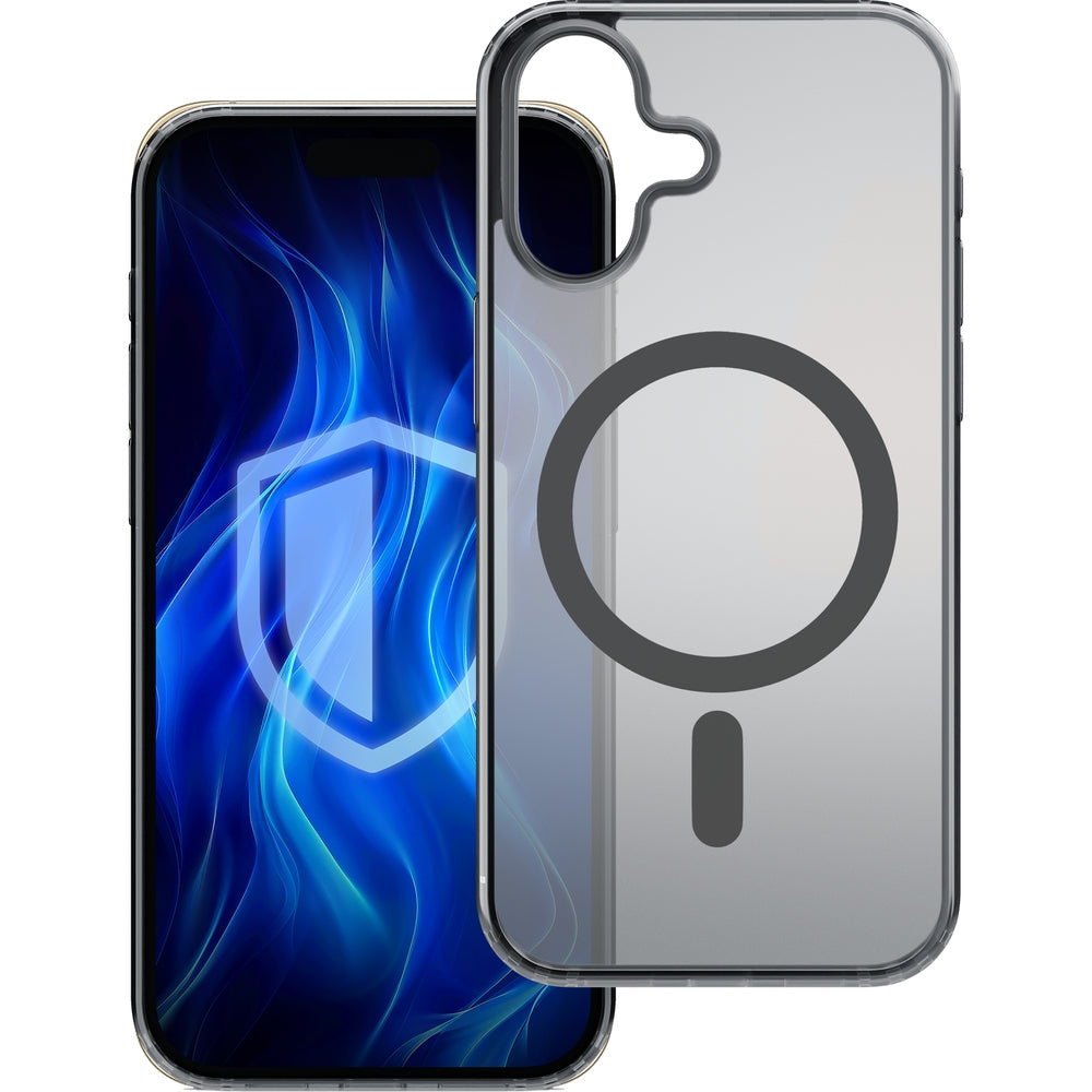 Handyhülle für iPhone 16, 3mk Frosty MagCase, Transluzent mit Schwarz