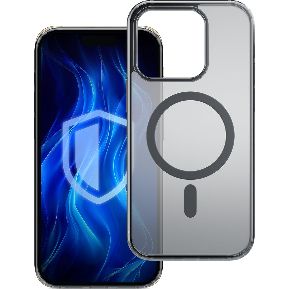 Handyhülle für iPhone 16 Pro Max, 3mk Frosty MagCase, Transluzent mit Schwarz