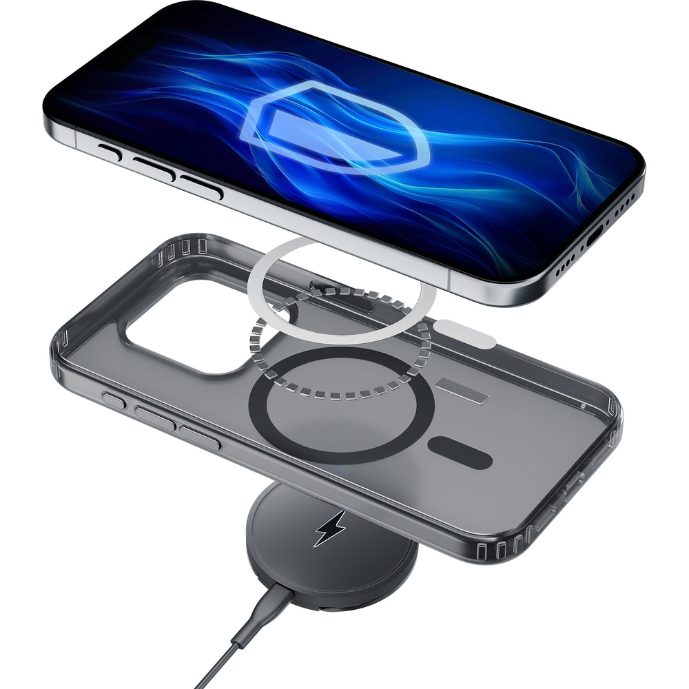 Handyhülle für iPhone 16 Pro Max, 3mk Frosty MagCase, Transluzent mit Schwarz