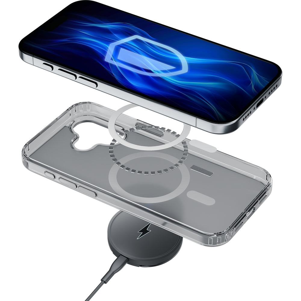 Handyhülle für iPhone 16, 3mk Frosty MagCase, Transluzent mit Weiß