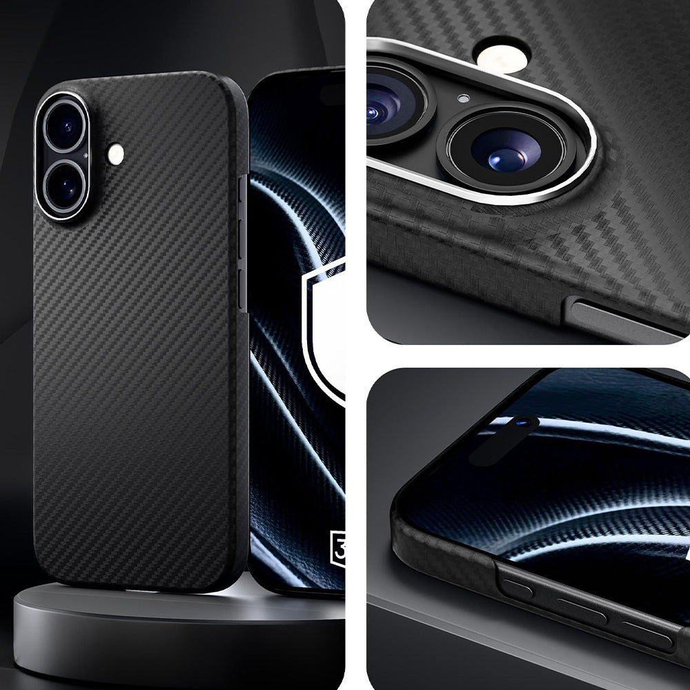 Aramid Handyhülle für iPhone 17, 3mk Hardy Aramid MagCase mit MagSafe, Schwarz