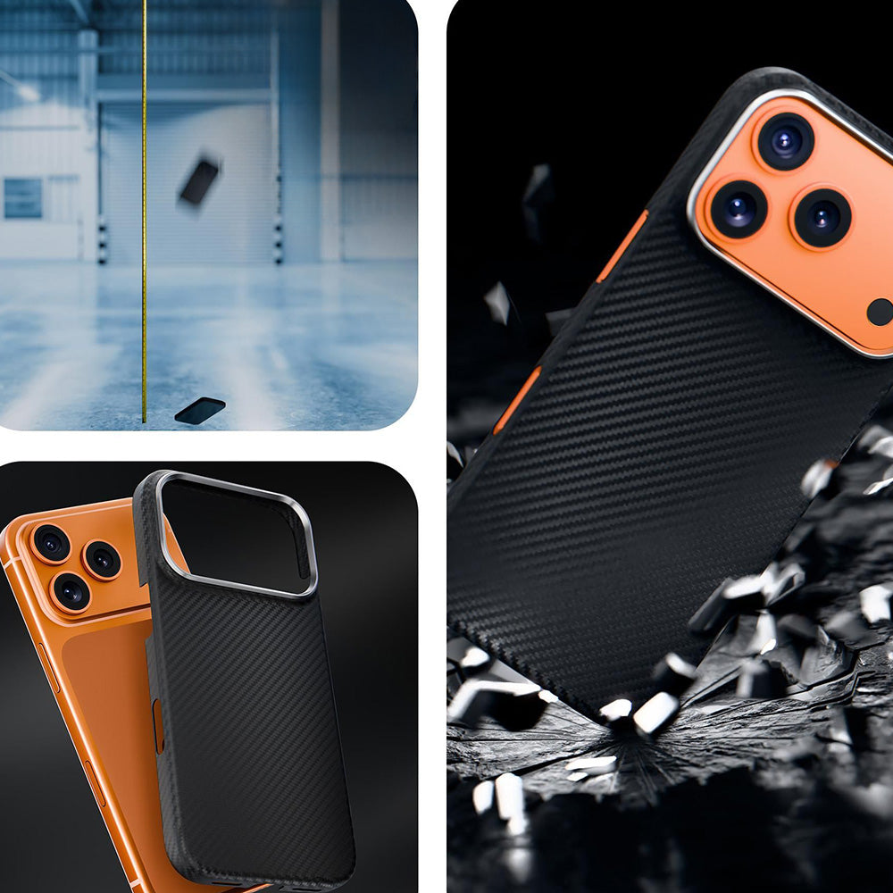 Aramid Handyhülle für iPhone 17 Pro, 3mk Hardy Aramid MagCase mit MagSafe, Schwarz