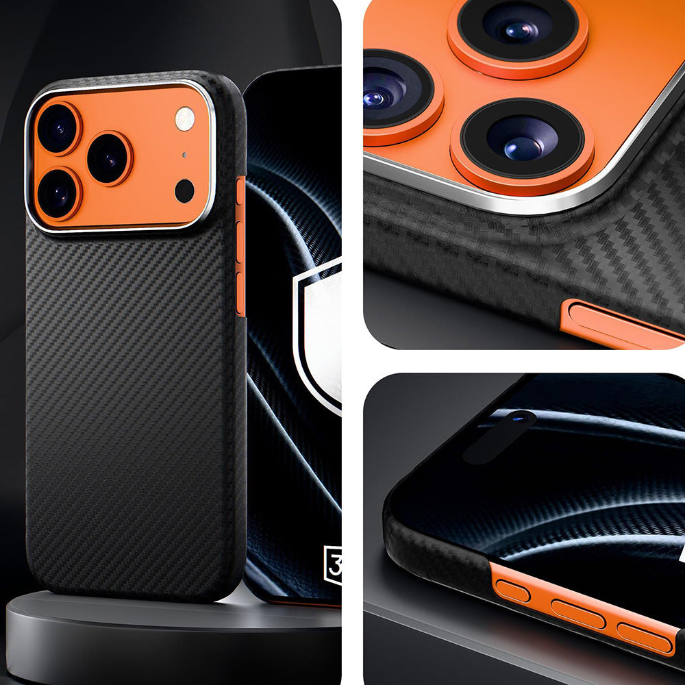 Aramid Handyhülle für iPhone 17 Pro Max, 3mk Hardy Aramid MagCase mit MagSafe, Schwarz