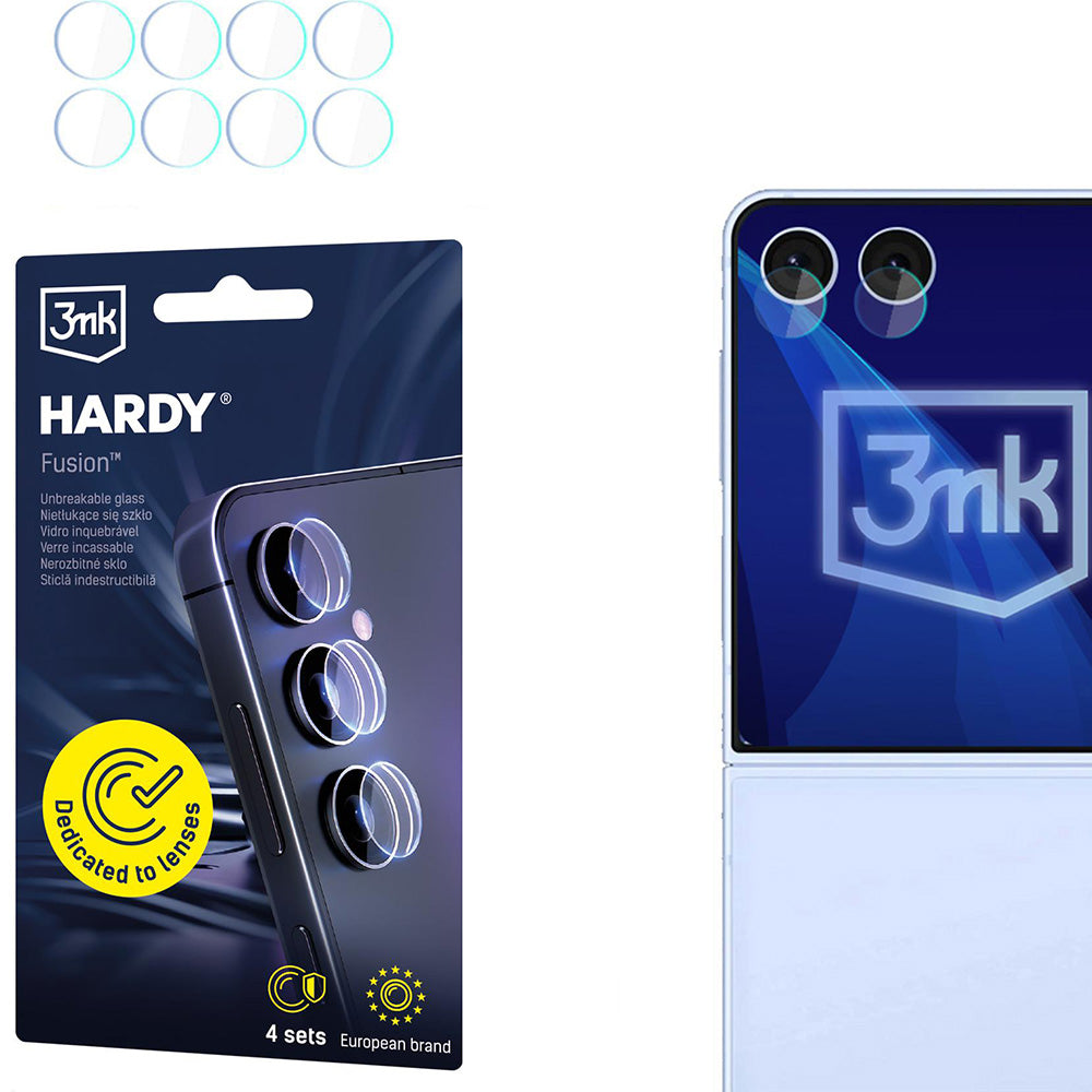 4x Hybridglas Kameraschutz für Linsen für Galaxy Z Flip7, 3mk Hardy Fusion Lens Protection