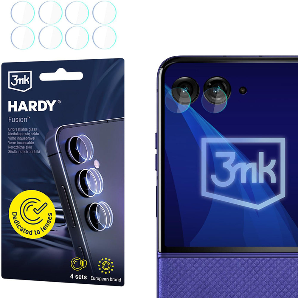 4x Hybridglas Kameraschutz für Motorola Razr 70, 3mk Hardy Fusion Lens Protection