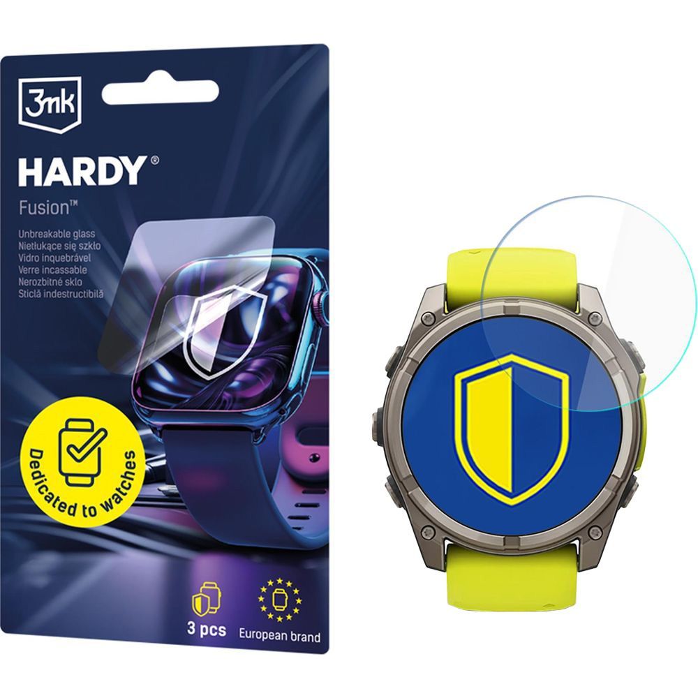 Hybridglas für Smartwatch Garmin Fenix 8 Solar 51 mm, 3mk Hardy Fusion, 3 Stück