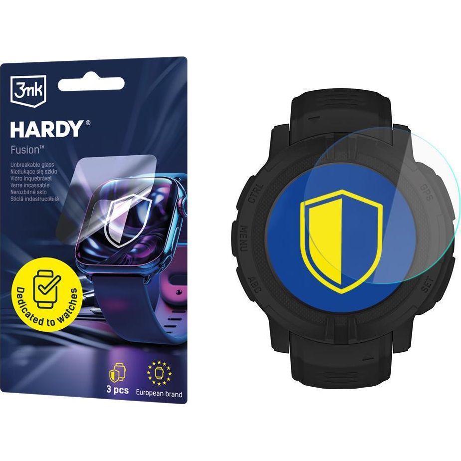 Hybridglas für Smartwatch Garmin Instinct 2 / Solar, 3mk Hardy Fusion, 3 Stück