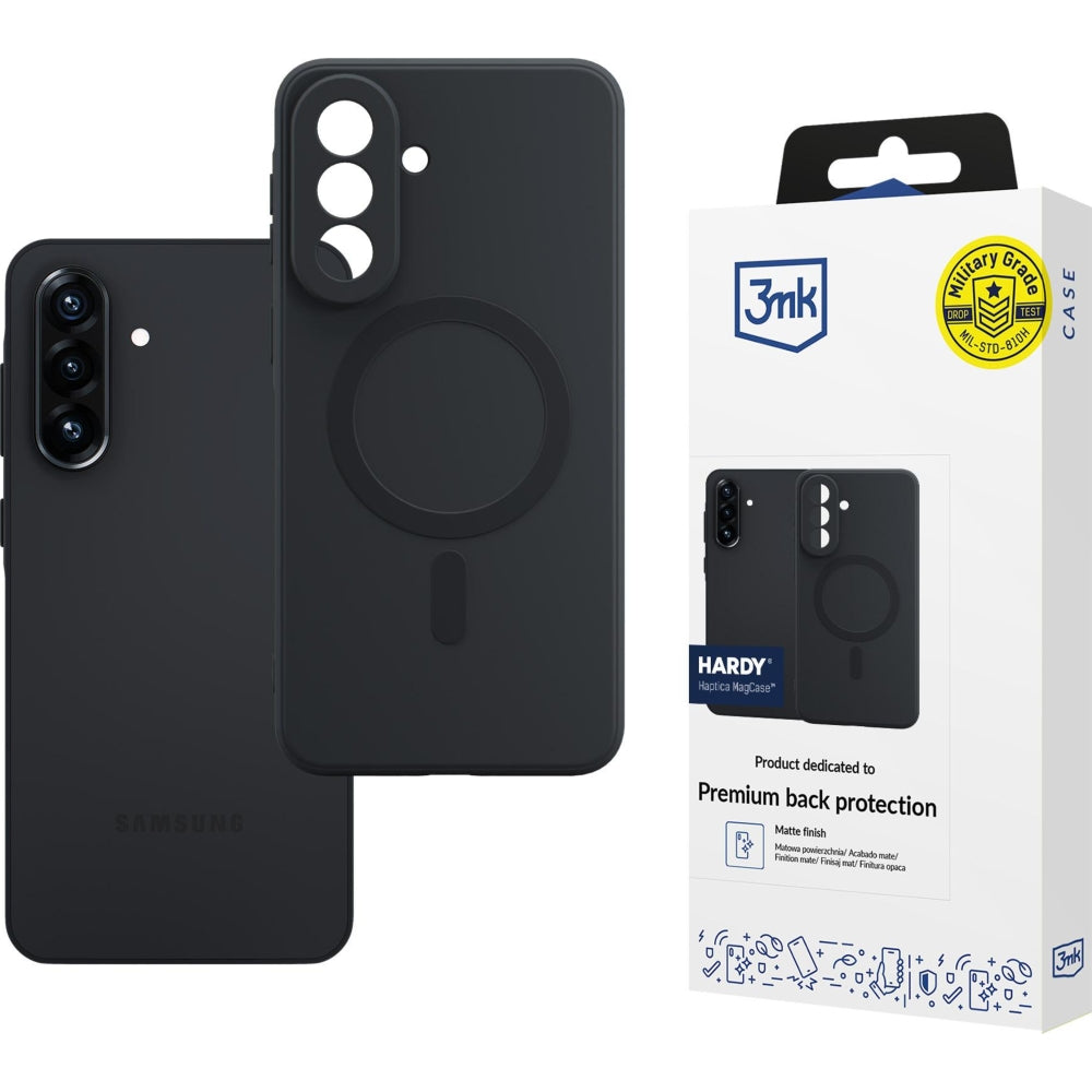 Handyhülle für Galaxy A37 5G, 3mk Hardy Haptica MagCase mit MagSafe, Schwarz