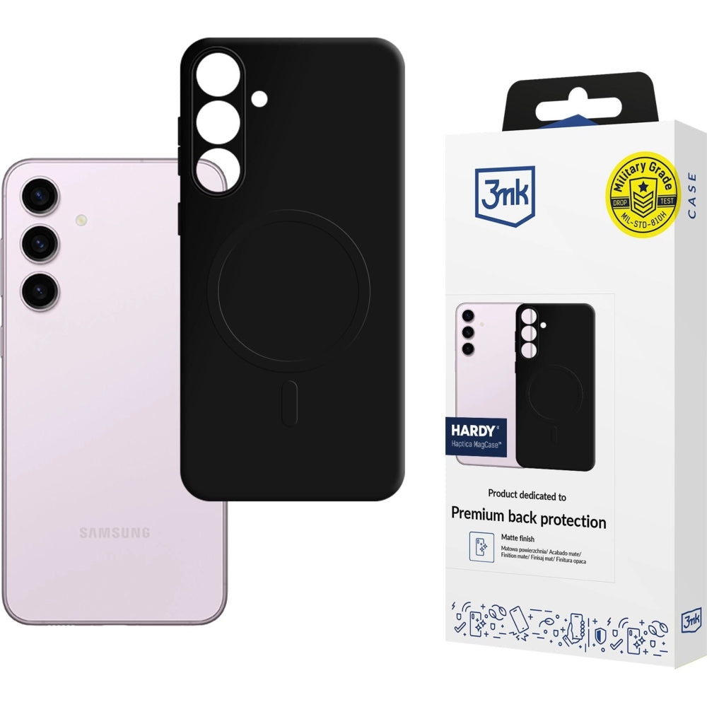 Handyhülle für Galaxy S24, 3mk Hardy Haptica MagCase mit MagSafe, Schwarz