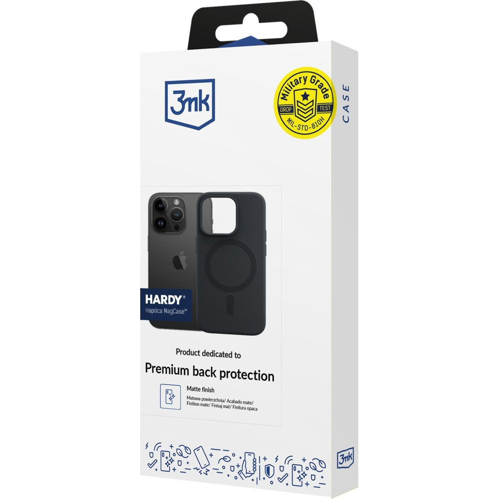 Handyhülle für iPhone 14 Pro, 3mk Hardy Haptica MagCase mit MagSafe, Schwarz